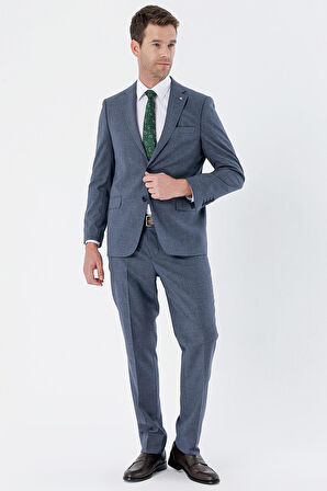 Desenli Mono Yaka 6 Drop Comfort Fit Rahat Kesim Klasik Takım Elbise 1001235163 Lacivert