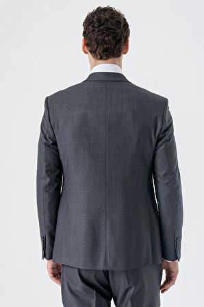 Koyu Füme Kırlangıç Yaka Yelekli 6 Drop Slim Fit Dar Kesim Klasik Takım Elbise 1001235166