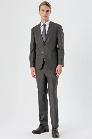 Koyu Haki Mono Yaka Tek Yırtmaç 4 Drop Comfort Fit Rahat Kesim Klasik Takım Elbise 1001235167