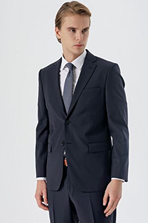 Mono Yaka Yünlü Likralı 6 Drop Comfort Fit Rahat Kesim Klasik Takım Elbise 1001235172 Koyu Lacivert