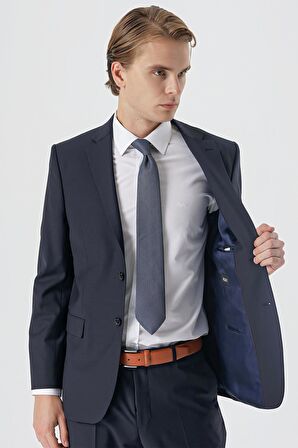 Mono Yaka Yünlü Likralı 6 Drop Comfort Fit Rahat Kesim Klasik Takım Elbise 1001235172 Koyu Lacivert