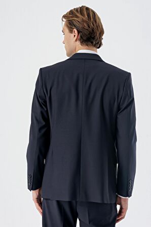 Mono Yaka Yünlü Likralı 6 Drop Comfort Fit Rahat Kesim Klasik Takım Elbise 1001235172 Koyu Lacivert