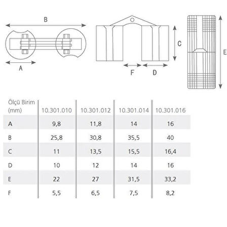 Silindir Masa Menteşesi Pirinç 12mm (2 Adet)