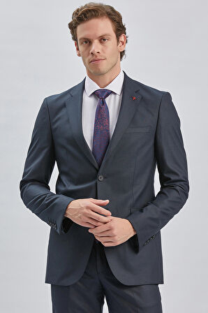 Lacivert Gabardin Mono Yaka 8 Drop Comfort Fit Rahat Kesim Basic Takım Elbise 1001240006