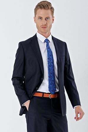 Lacivert Gabardin Mono Yaka 6 Drop Comfort Fit Rahat Kesim Basic Takım Elbise 1001240010