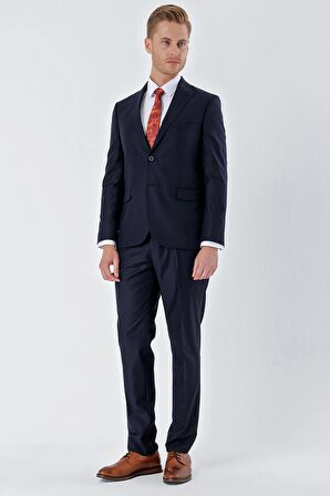 Lacivert Gabardin Kırlangıç Yaka 6 Drop Slim Fit Dar Kesim Basic Takım Elbise 1001240011