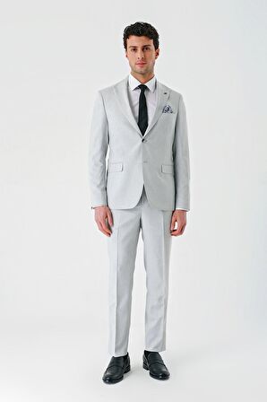 Gri Örme Kırlangıç Yaka 6 Drop Comfort Fit Rahat Kesim Klasik Takım Elbise 1001240112