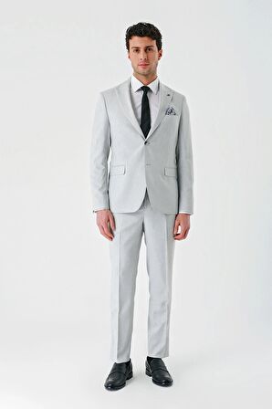 Gri Örme Kırlangıç Yaka 6 Drop Comfort Fit Rahat Kesim Klasik Takım Elbise 1001240112