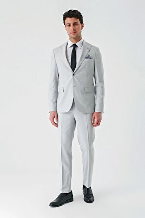 Gri Örme Kırlangıç Yaka 6 Drop Comfort Fit Rahat Kesim Klasik Takım Elbise 1001240112