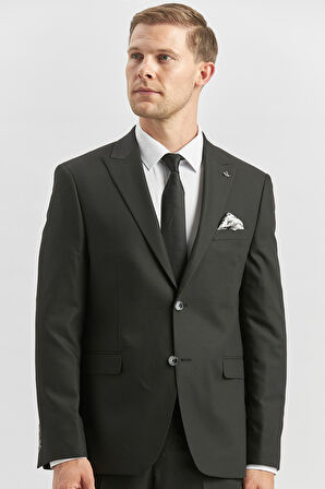 Siyah Desenli Armürlü Kırlangıç Yaka Likralı 6 Drop Slim Fit Takım Elbise 1001240172