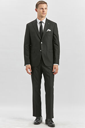 Siyah Desenli Armürlü Kırlangıç Yaka Likralı 6 Drop Slim Fit Takım Elbise 1001240172