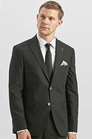 Siyah Desenli Armürlü Kırlangıç Yaka Likralı 6 Drop Slim Fit Takım Elbise 1001240172