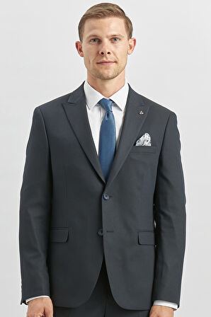 Koyu Lacivert Desenli Armürlü Kırlangıç Yaka Likralı 6 Drop Slim Fit Takım Elbise 1001240172