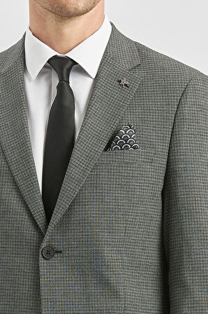 Siyah Desenli Mono Yaka Astarlı 6 Drop Slim Fit Dar Kesim Takım Elbise 1001240174