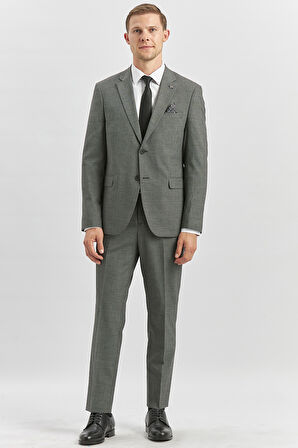 Siyah Desenli Mono Yaka Astarlı 6 Drop Slim Fit Dar Kesim Takım Elbise 1001240174
