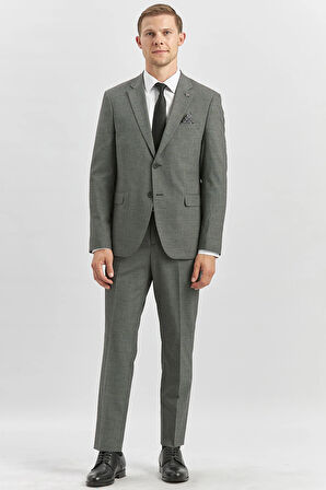 Siyah Desenli Mono Yaka Astarlı 6 Drop Slim Fit Dar Kesim Takım Elbise 1001240174