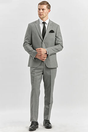 Gri Desenli Mono Yaka Astarlı 6 Drop Slim Fit Dar Kesim Takım Elbise 1001240174