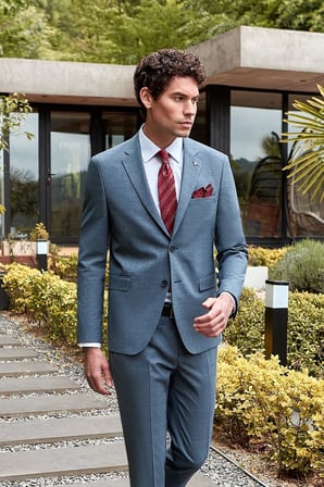 Koyu Lacivert Desenli Mono Yaka Astarlı 6 Drop Slim Fit Dar Kesim Takım Elbise 1001240174