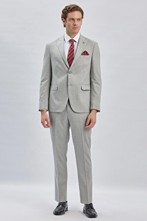 Gri Armürlü Kırlangıç Yaka Astarlı 6 Drop Slim Fit Dar Kesim Takım Elbise 1001240176