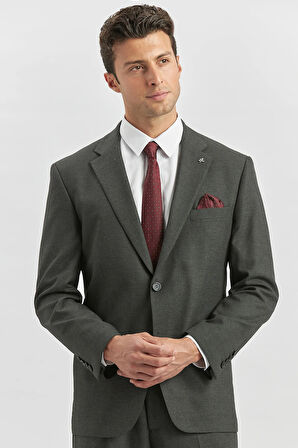 Siyah Kendinden Mono Yaka 2 Düğme 4 Drop Comfort Fit Classic Takım Elbise 1001240181