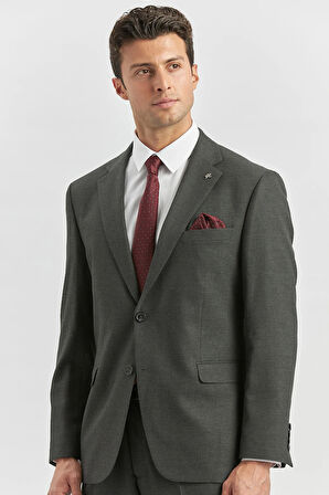 Siyah Kendinden Mono Yaka 2 Düğme 4 Drop Comfort Fit Classic Takım Elbise 1001240181