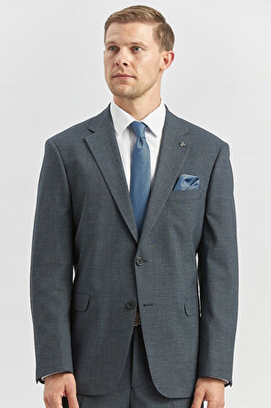 Koyu Lacivert Kendinden Mono Yaka 2 Düğme 4 Drop Comfort Fit Classic Takım Elbise 1001240182