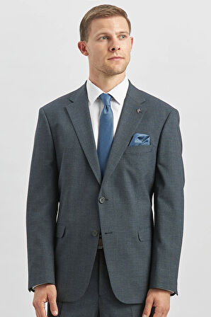 Koyu Lacivert Kendinden Mono Yaka 2 Düğme 4 Drop Comfort Fit Classic Takım Elbise 1001240182