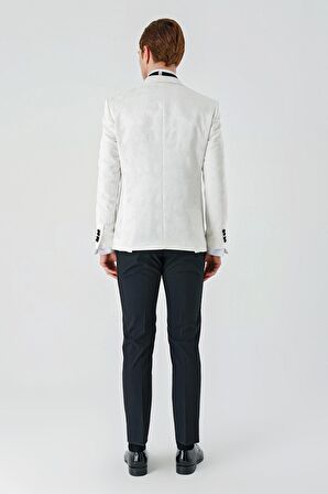 Açık Krem Çıkarılabilir Kırlangıç Yaka Likralı 6 Drop Slim Fit Smokin Damatlık 1001240204