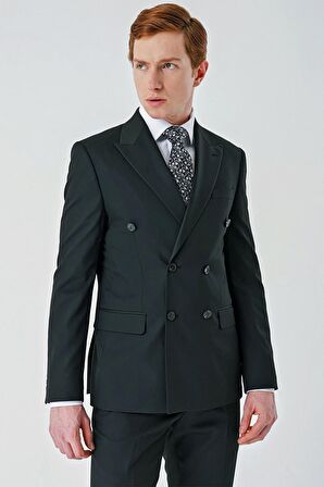 Kırlangıç Yaka Kruvaze Likralı 6 Drop Slim Fit Dar Kesim Casual Takım Elbise 1001240266
