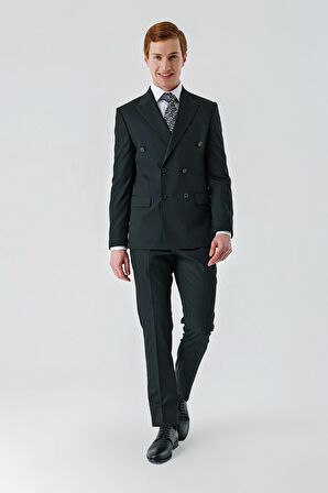 Kırlangıç Yaka Kruvaze Likralı 6 Drop Slim Fit Dar Kesim Casual Takım Elbise 1001240266