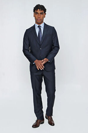 Lacivert Gabardin Mono Yaka 4 Drop Comfort Fit Rahat Kesim Basic Takım Elbise 1001245009