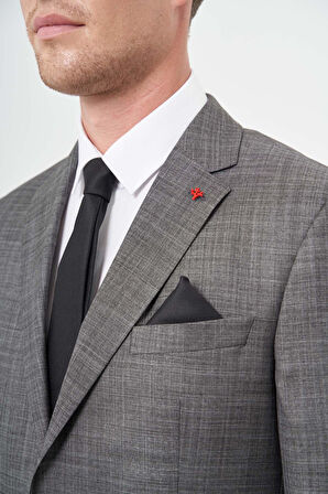 Füme Düz Flannel Mono Yaka Tam Astar Çift Yırtmaç 2 Düğme 4 Drop Comfort Fit Classic Takım Elbise 1001245163