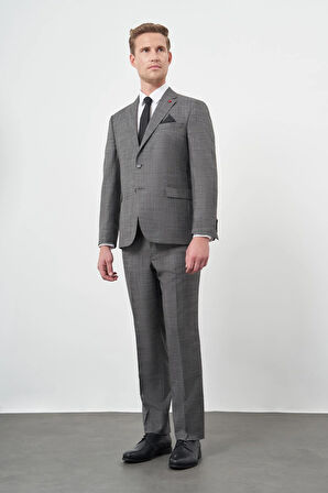 Füme Düz Flannel Mono Yaka Tam Astar Çift Yırtmaç 2 Düğme 4 Drop Comfort Fit Classic Takım Elbise 1001245163