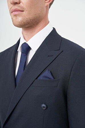 Koyu Lacivert Bez Ayağı Kılıç Yaka Tam Astar Esnek 6 Drop Slim Fit Classic Takım Elbise 1001245173