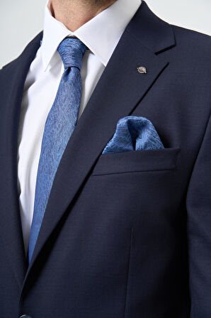 Lacivert Armürlü Mono Yaka Tam Astar Esnek 6 Drop Slim Fit Classic Takım Elbise 1001245175