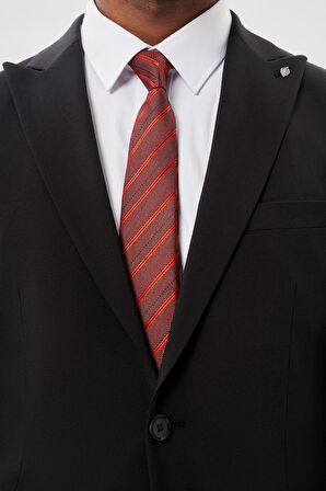 Siyah Düz Bez Ayağı Kılıç Yaka 2 Düğme Yünlü 6 Drop Slim Fit Classic Takım Elbise 1001245179_001