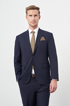 Lacivert Bez Ayağı Kılıç Yaka Tam Astar Esnek 6 Drop Slim Fit Takım Elbise 1001245309