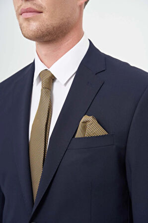 Lacivert Bez Ayağı Kılıç Yaka Tam Astar Esnek 6 Drop Slim Fit Takım Elbise 1001245309