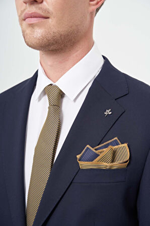 Lacivert Bez Ayağı Kılıç Yaka Tam Astar Esnek 6 Drop Slim Fit Takım Elbise 1001245310