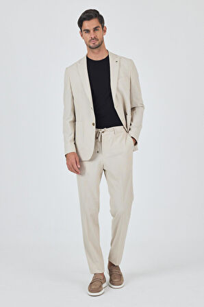 Bej Kılıç Yaka Esnek 6 Drop Slim Fit Classic Takım Elbise 1001250100