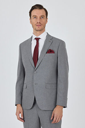 Gri Mono Yaka Esnek 6 Drop Comfort Fit Classic Takım Elbise 1001250104