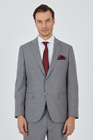 Gri Mono Yaka Esnek 6 Drop Comfort Fit Classic Takım Elbise 1001250104