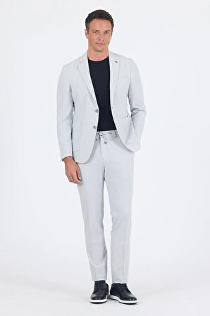 Gri Gofreli Mono Yaka Esnek 6 Drop Slim Fit Classic Takım Elbise 1001250117