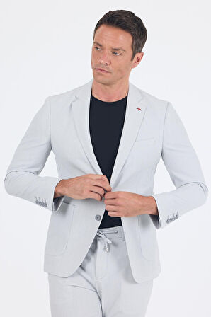 Gri Gofreli Mono Yaka Esnek 6 Drop Slim Fit Classic Takım Elbise 1001250117