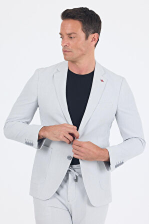 Gri Gofreli Mono Yaka Esnek 6 Drop Slim Fit Classic Takım Elbise 1001250117