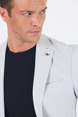 Gri Gofreli Mono Yaka Esnek 6 Drop Slim Fit Classic Takım Elbise 1001250117