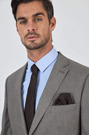 Bej Mono Yaka Esnek 6 Drop Comfort Fit Classic Takım Elbise 1001250152