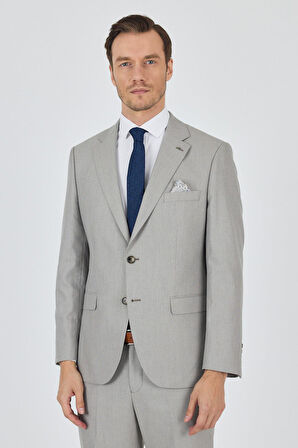 Açık Bej Mono Yaka Astarlı Çift Yırtmaç Esnek 6 Drop Comfort Fit Classic Takım Elbise 1001250161