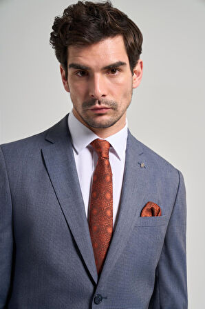 Kendinden Desenli Bez Ayağı Mono Yaka Tam Astar Esnek 6 Drop Slim Fit Takım Elbise 1001250168