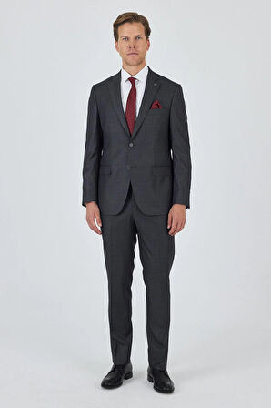 Düz Filafil Mono Yaka Tam Astar 6 Drop Comfort Fit Takım Elbise 1001250170